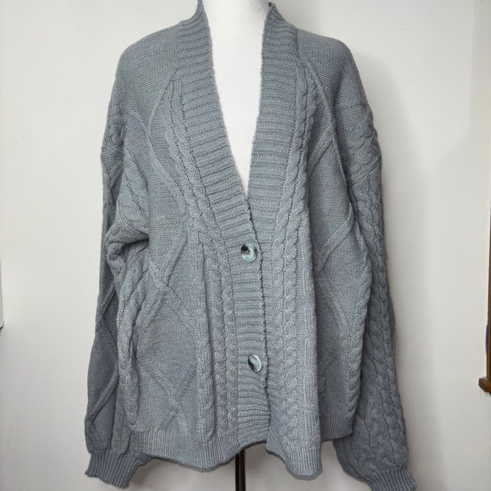Taylor Swift Light Gray Cable Knit Button-Front Cardigan